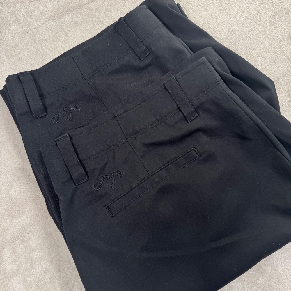 Lot of 2 Callaway Golf Short 38 Black Performance Stretch Flat Front Embroidered